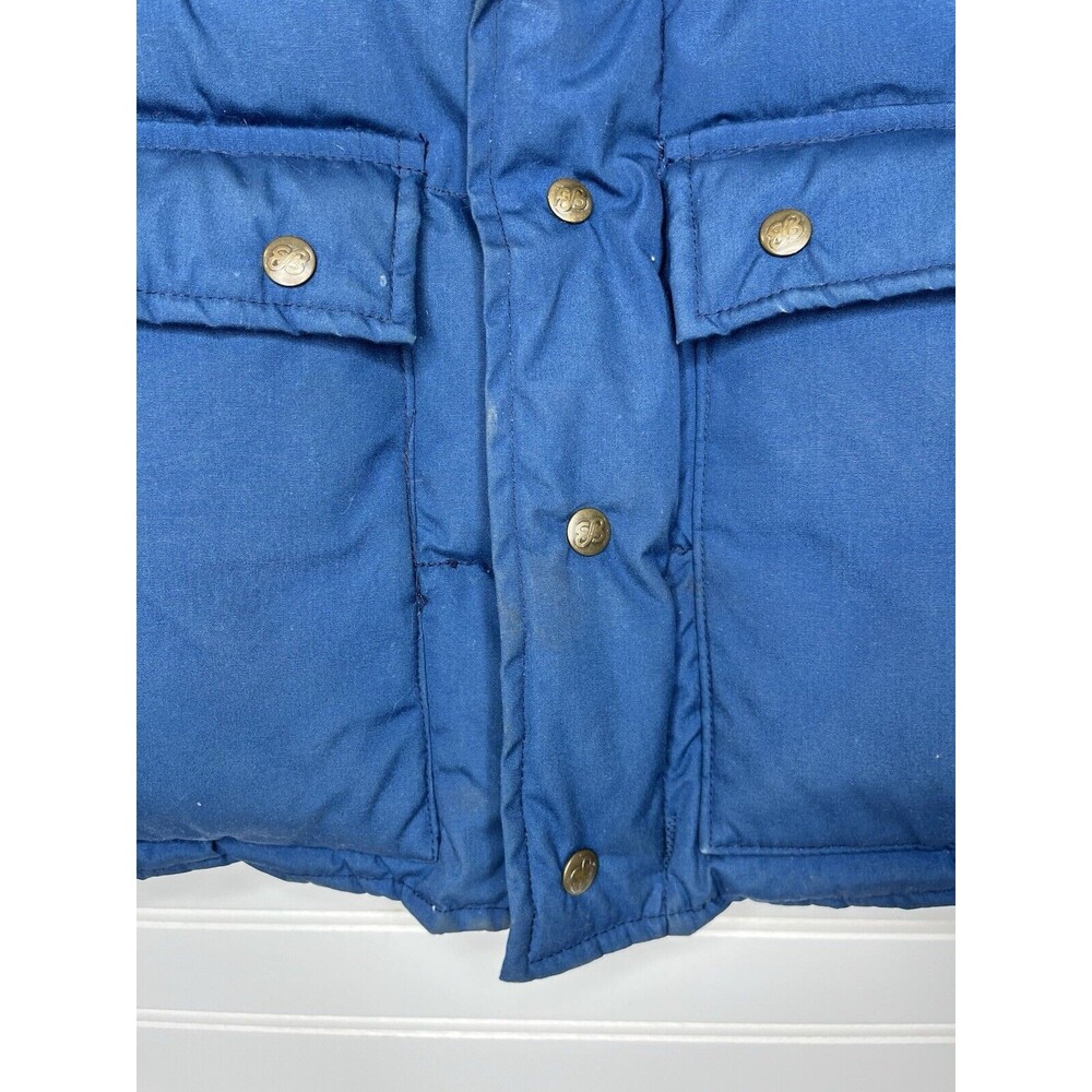 Eddie Bauer Down Puffer Vest Large Vintage 80s Outdoors Hiking Mens Blue - Picture 8 of 16